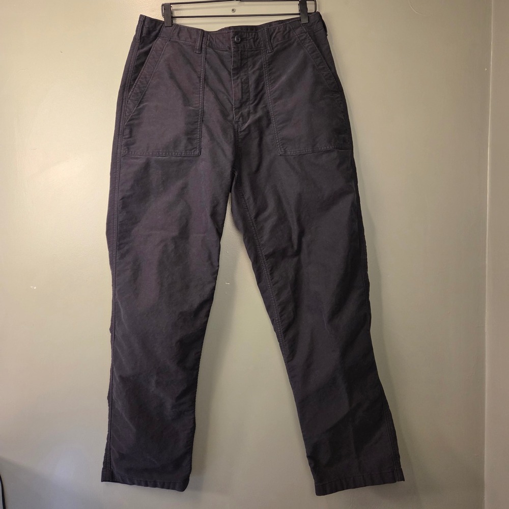 Uniqlo Men's Straight Leg Pants Drawstring Waist Utility Washed Black Size L
